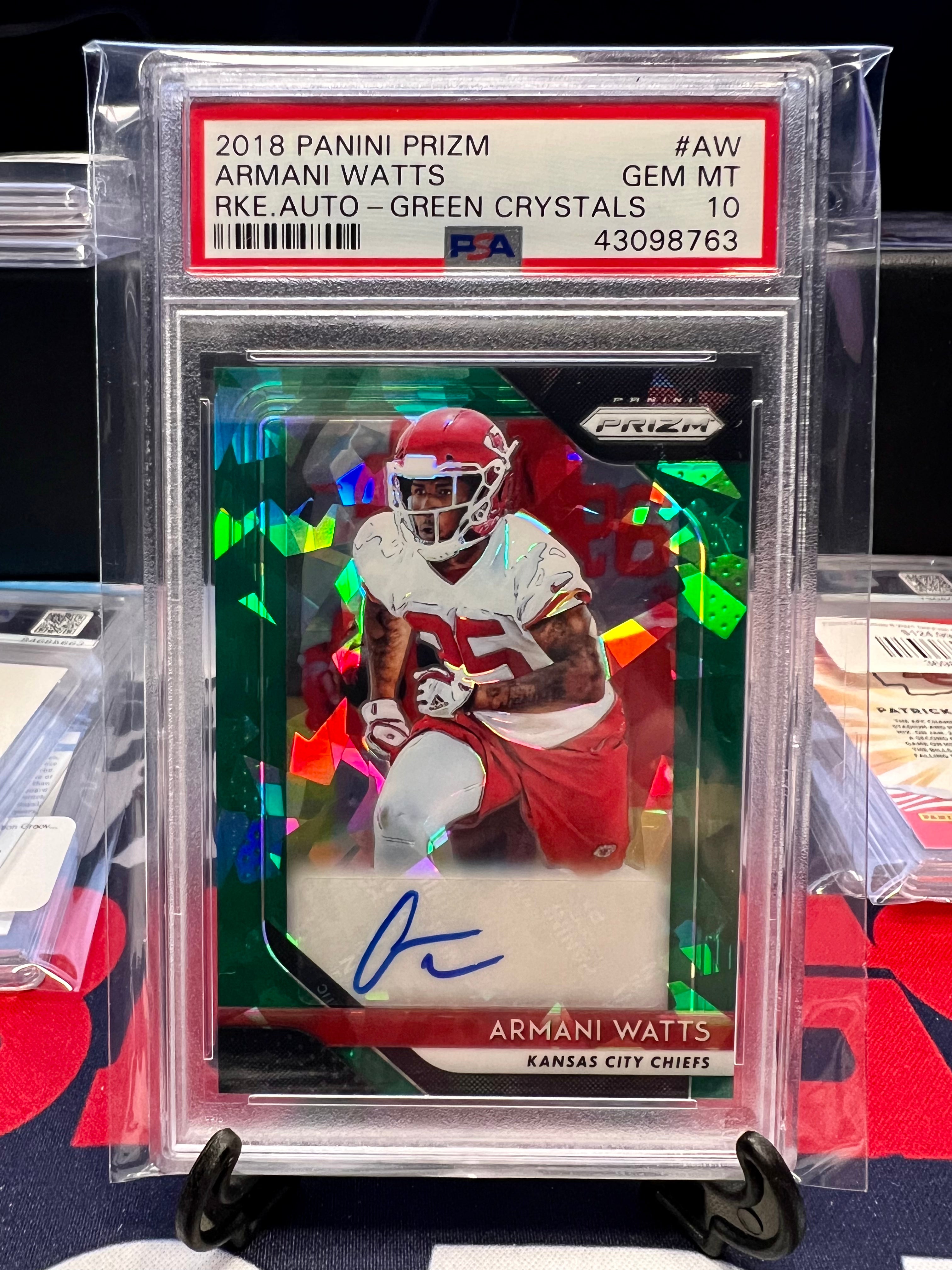 2018 Panini Green Ice Prizm Armani Watts Kansas City Chiefs AUTO