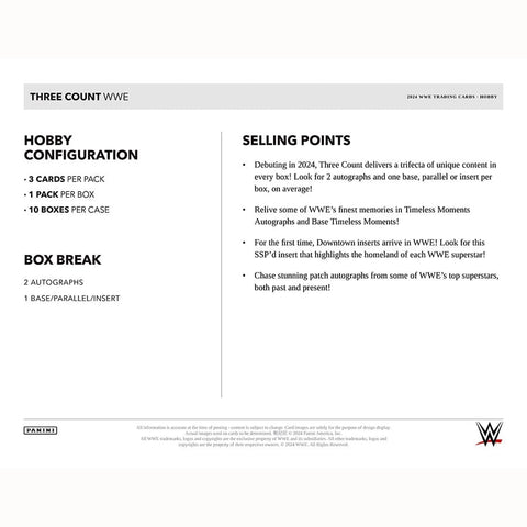 2024 Panini Three Count WWE Hobby Box