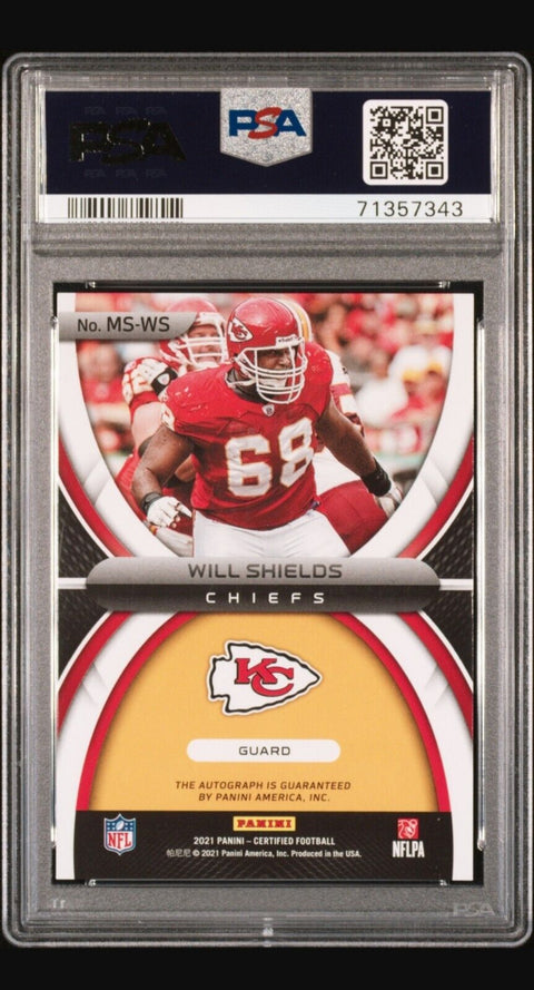 Will Shields 2021 Panini Certified Mirror Signatures Red /50 PSA Gem 10 Chiefs