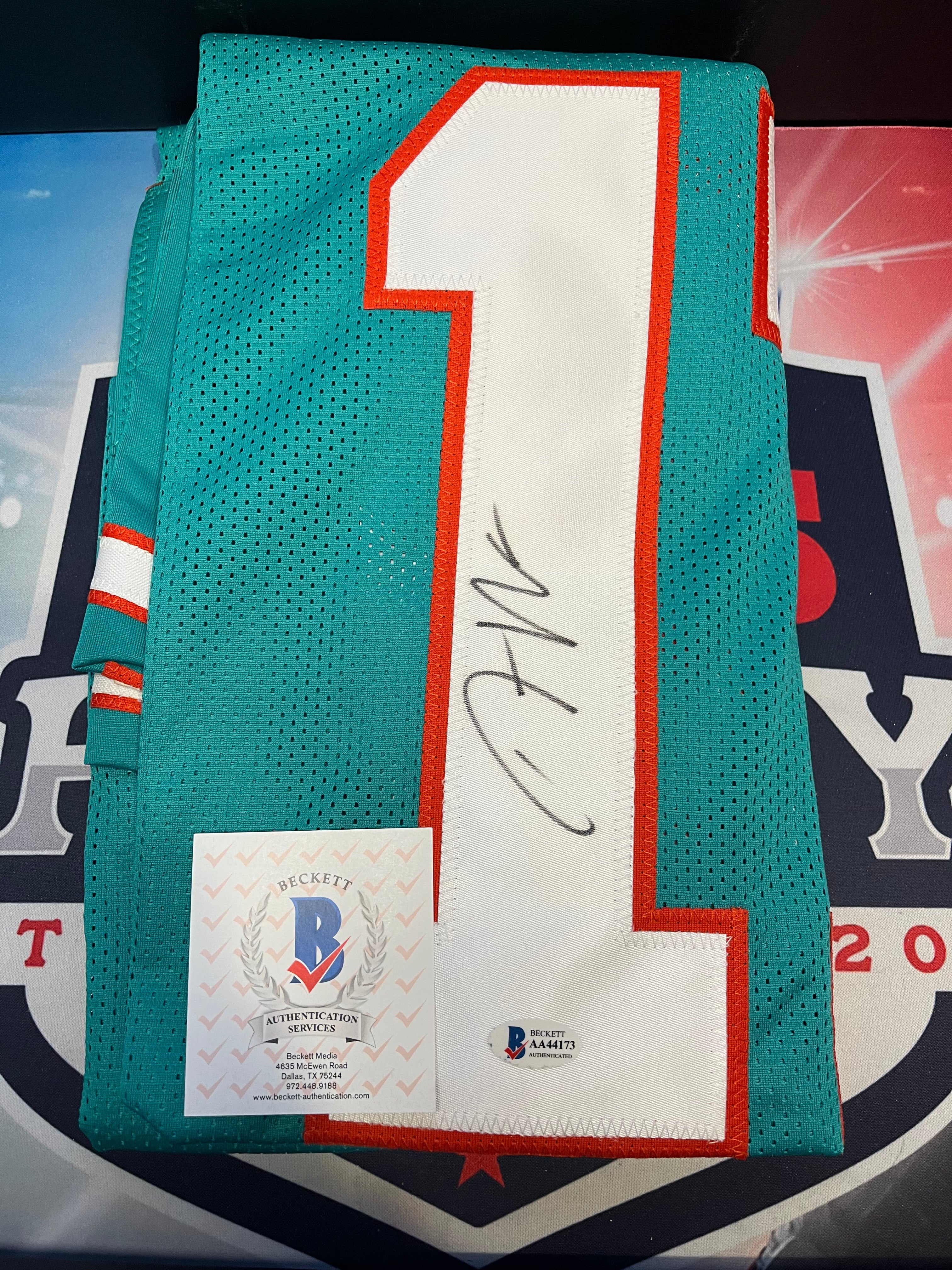 Dan Marino Signed Teal Custom Football Jersey (Beckett)